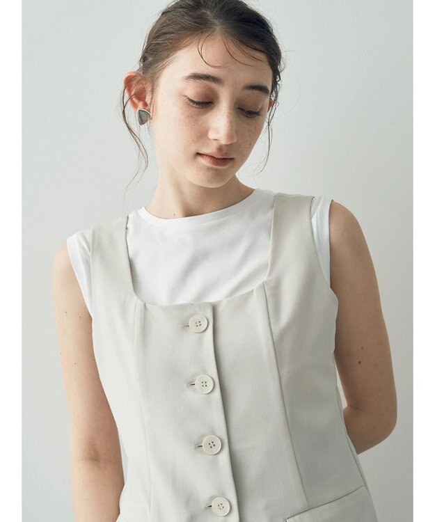 YECCA VECCA リネンライクビスチェベスト Light Beige