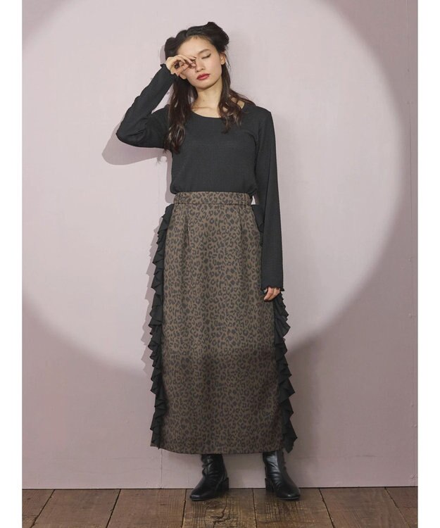 Green Parks ■ＥＳＣＡＲ　Ｕネッククレープカットプルオーバー Black