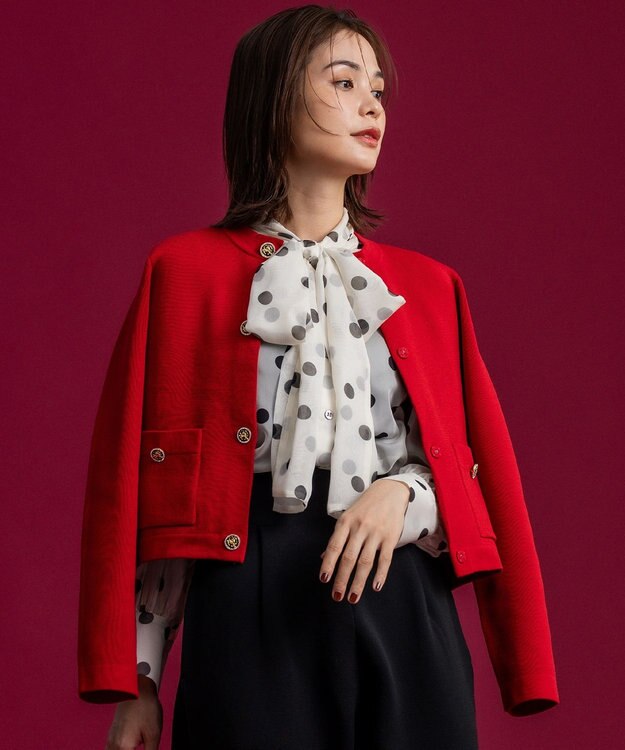 組曲 【組曲×setsuko sagittaire】サジテール釦ニットジャケット レッド系