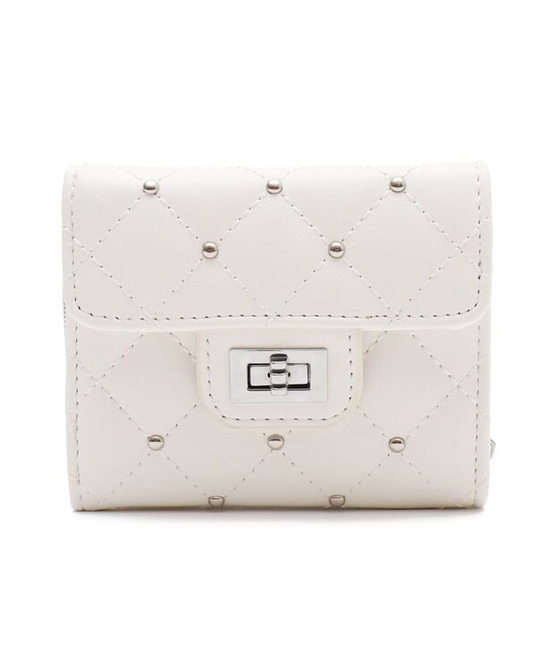 WEGO スタッズキルティングフラップウォレット ホワイト