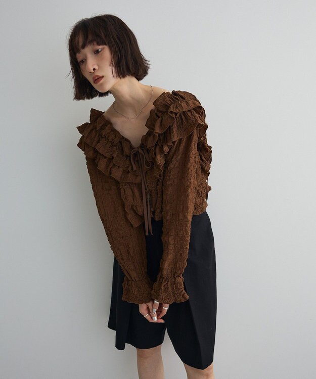 Green Parks ２ＷＡＹフリルブラウス Brown