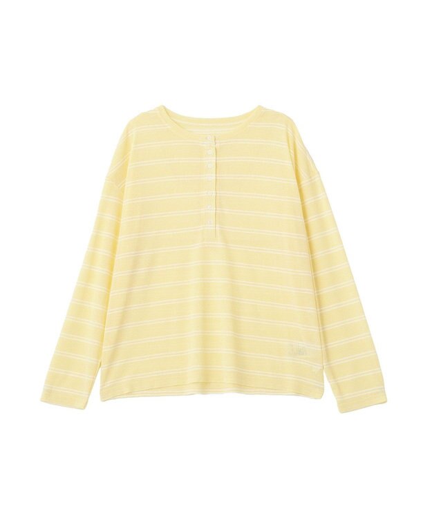CRAFT STANDARD BOUTIQUE シアーボーダーヘンリーネックロンT Light Yellow