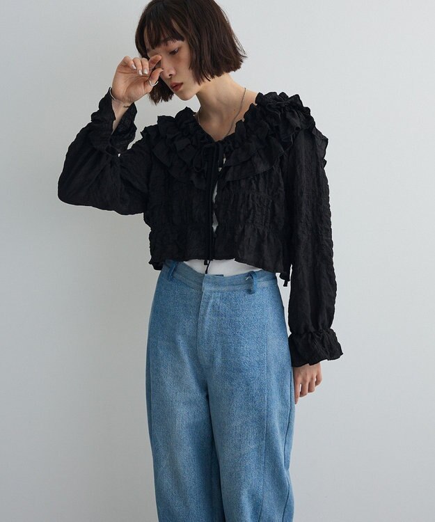 Green Parks ２ＷＡＹフリルブラウス Black