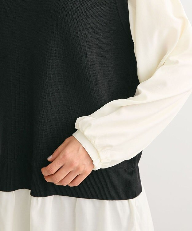 Green Parks 布帛ドッキングニットチュニック Black