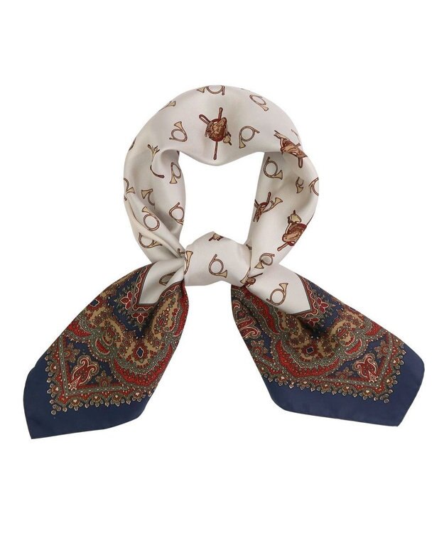 Marca 【伝統横濱スカーフ】ホルン  小判 シルクツイル スカーフ ネイビー