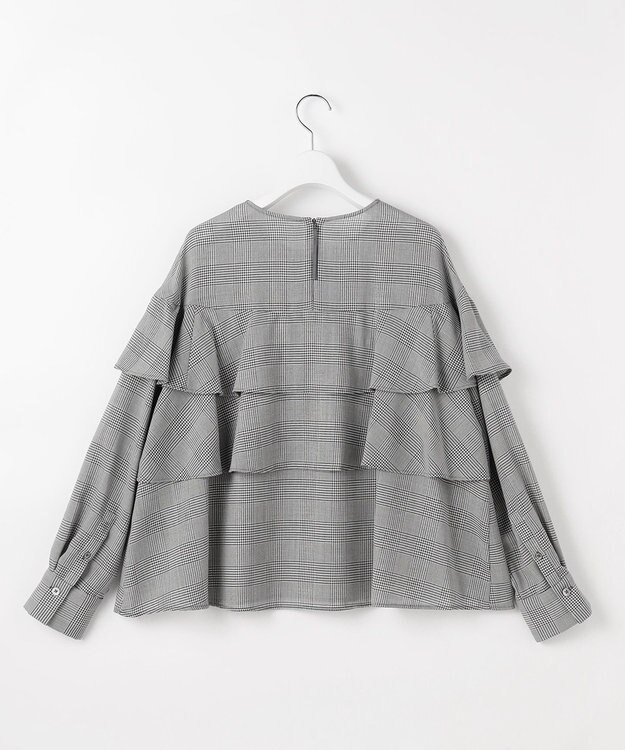 自由区 L 【カタログ掲載】TWハイツイストビエラフリル ブラウス グレンチェック