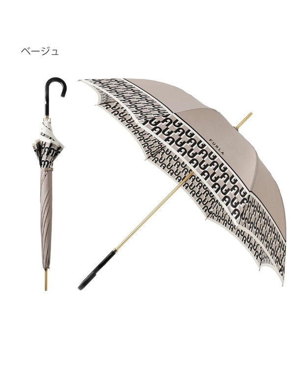 MOONBAT FURLA 【耐風】長傘 アーチロゴ ベージュ