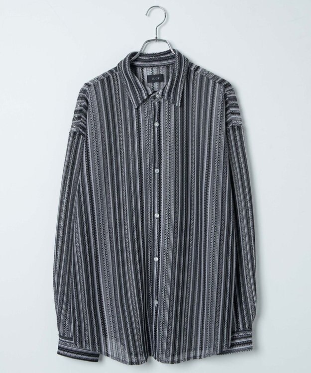 WEGO 【ユニセックス着用ITEM】ストライプメッシュBIGシャツ 柄1