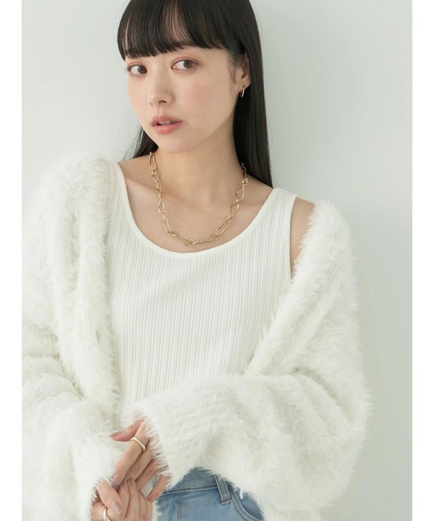 earth music&ecology ２ＷＡＹネックリブタンクトップ Off White