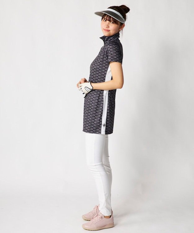 FILA GOLF／marie claire 【Marie claire sports】ロゴ柄ハーフジップチュニック ブラック