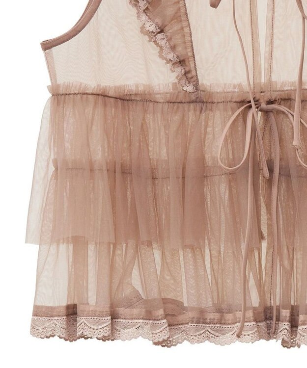 Green Parks ・ＥＬＥＮＣＡＲＥ　ＤＵＥ　チュールラッフルベスト Mocha