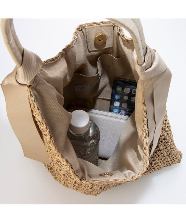 UNBILLION カシュカシュ cachecache / 下がりグログラン柄編みトートバッグ ベージュ