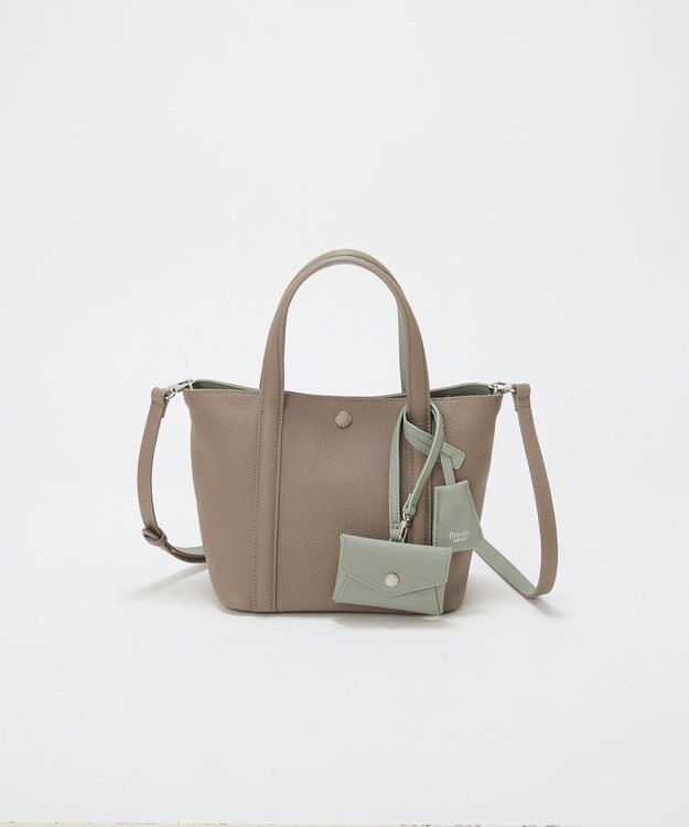 TOPKAPI 【Breath TOPKAPI】DUAL デュアル シュリンクレザー バイカラー トートバッグ チャーム付き グレージュ