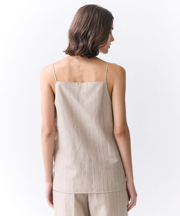 BEIGE， ERYTH / リネンストライプ キャミソール Flax × Bordeaux