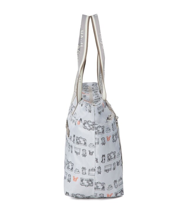 ACE BAGS & LUGGAGE 【雑誌掲載】 HAyU × ace.  フォールディング 折り畳みトートバッグ 猫柄 22L 17861 ライトベージュ柄