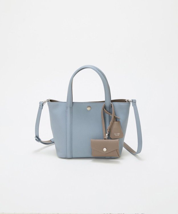 TOPKAPI 【Breath TOPKAPI】DUAL デュアル シュリンクレザー バイカラー トートバッグ チャーム付き ブルーグレー