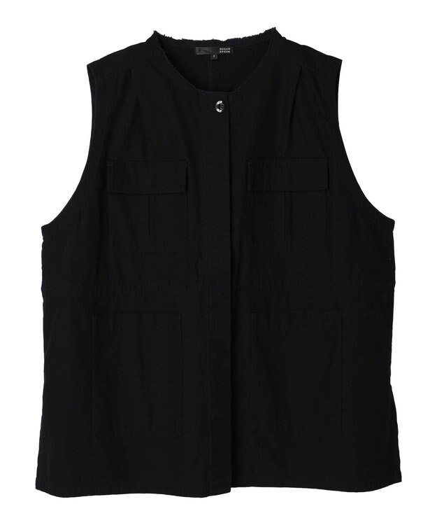 Green Parks ・ＳＵＧＡＲ　ＳＰＯＯＮ　ノーカラーミリタリーベスト Black