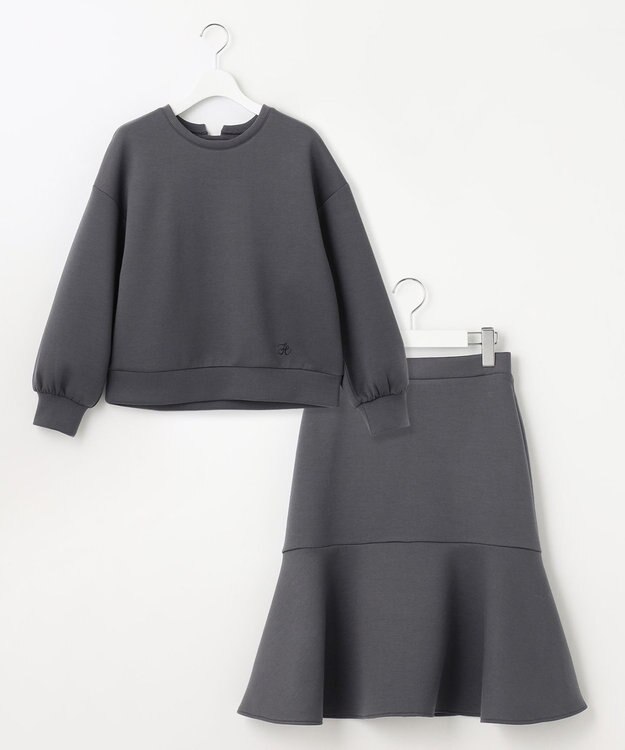 Feroux 【洗える・セットアイテム】バックリボンダンボール セットアップ グレー系