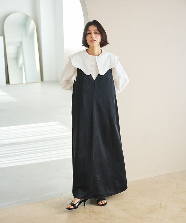 #Newans 【洗濯機可能/シワになりにくい】〈小柄さんにお勧め〉ウェービーカラーブラウス ホワイト