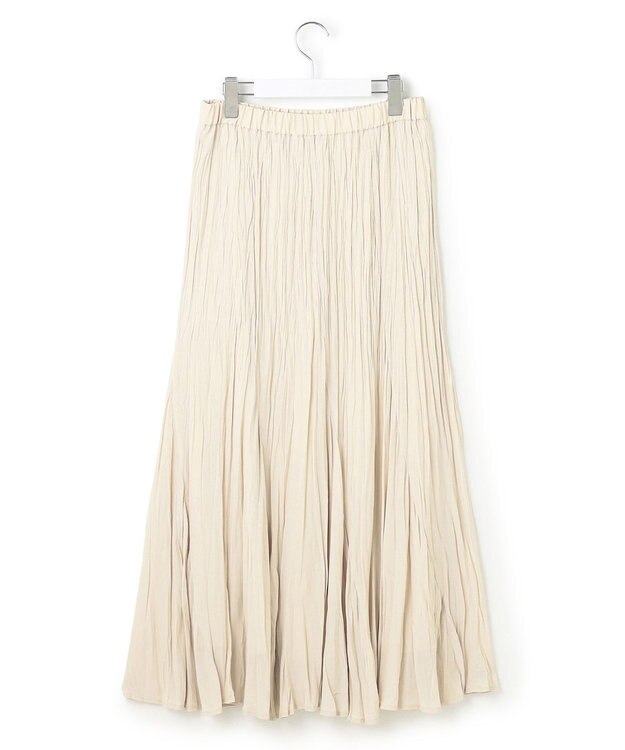 23区 S 【洗える】クラッシュ プリーツ ジョーゼット スカート ベージュ系