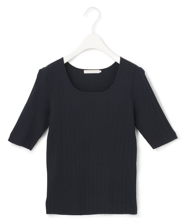 ICB L 【新色追加・洗える】シンセティックハイゲージ 5分袖リブニット ネイビー系