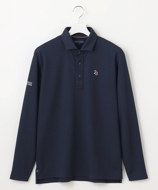 23区GOLF 【MEN】ミニワッフル長袖ポロ ネイビー系