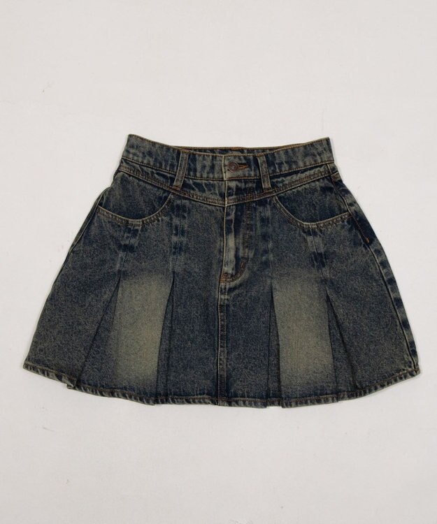 WEGO デニムプリーツミニスカート デニム中濃加工色