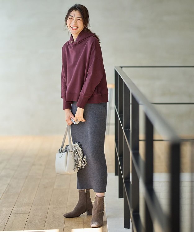 ANY L ニットタイトスカート チャコール