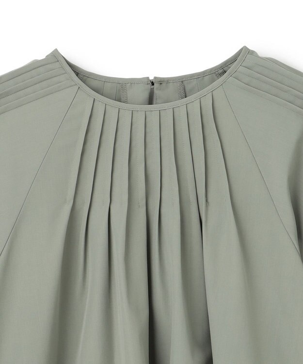 UNFILO イージーケア ピンタックブラウス カーキ