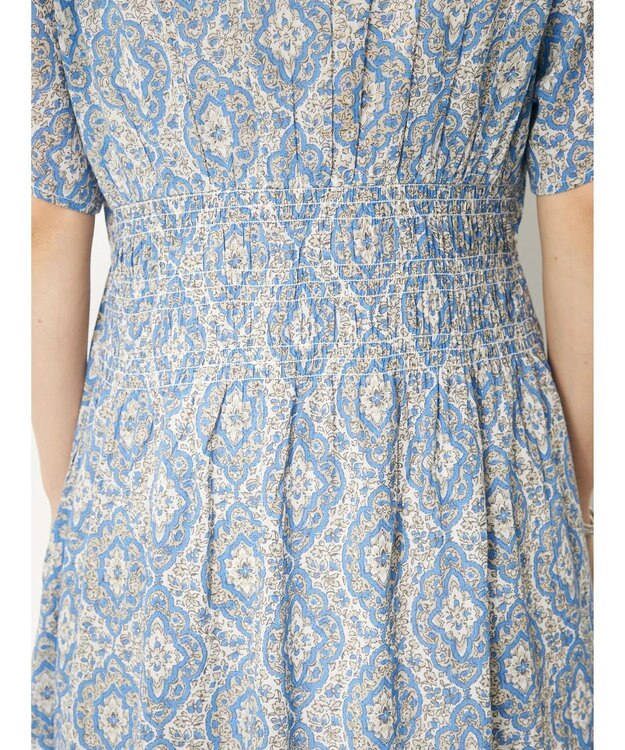 CRAFT STANDARD BOUTIQUE インド綿オープンカラーワンピース Blue