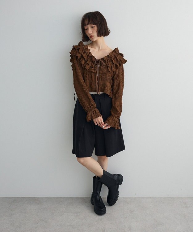 Green Parks ２ＷＡＹフリルブラウス Brown