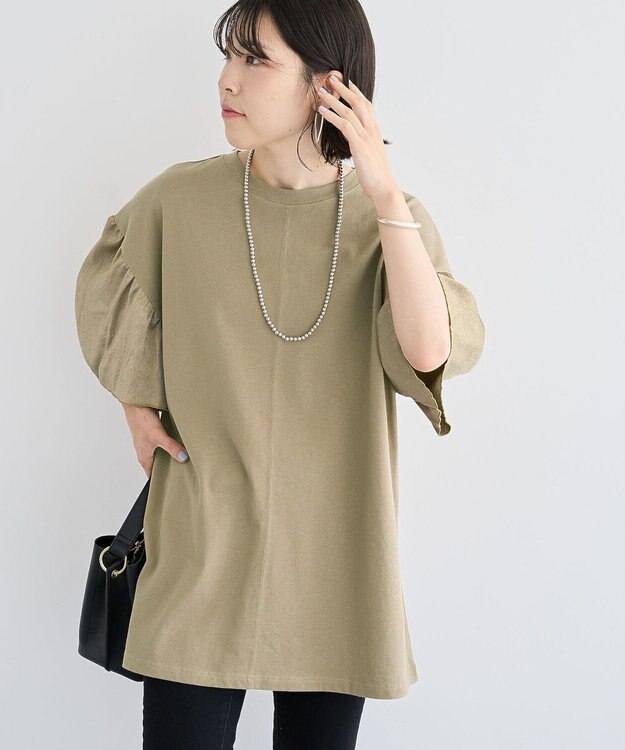 Green Parks 袖サテンドッキングチュニック Khaki