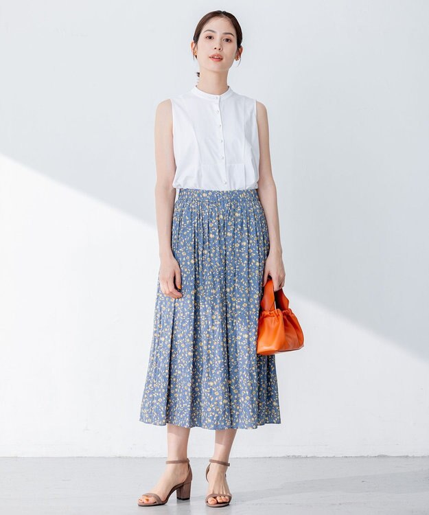 組曲 【洗える】ブラウスライクジャージーノースリーブ カットソー アイボリー系