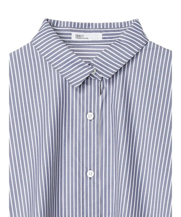 CRAFT STANDARD BOUTIQUE イージーケアコクーンポケ付きチュニック Stripe Navy