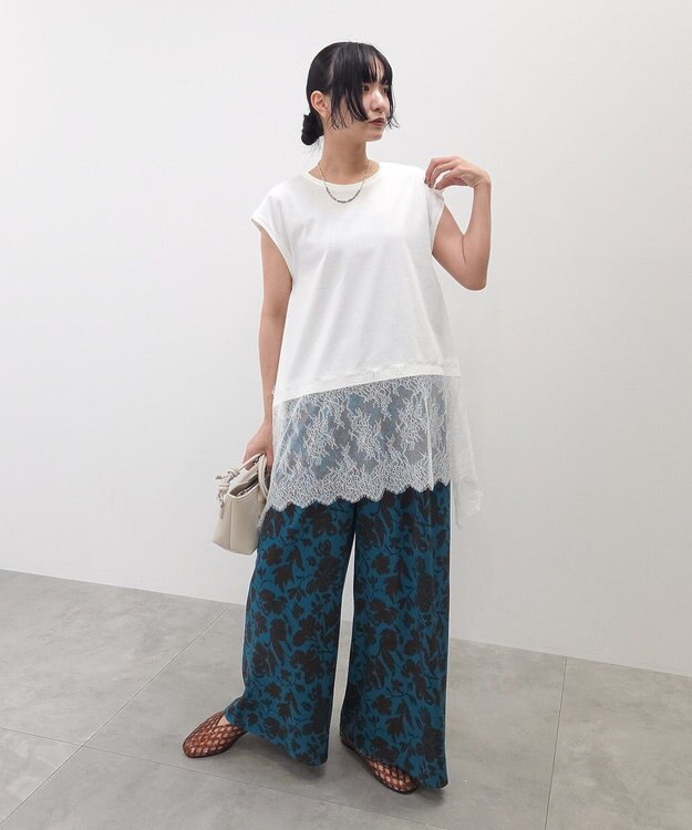 Green Parks 裾レースイレヘムフレンチＴシャツ White