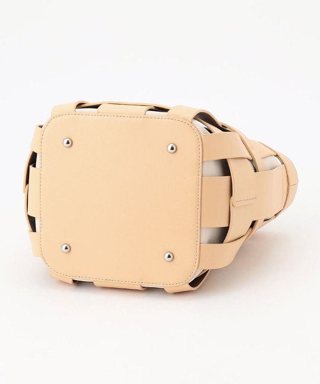 Y'SACCS 【リサイクルレザー】メッシュかごバッグ　small ナチュラル×オフホワイト