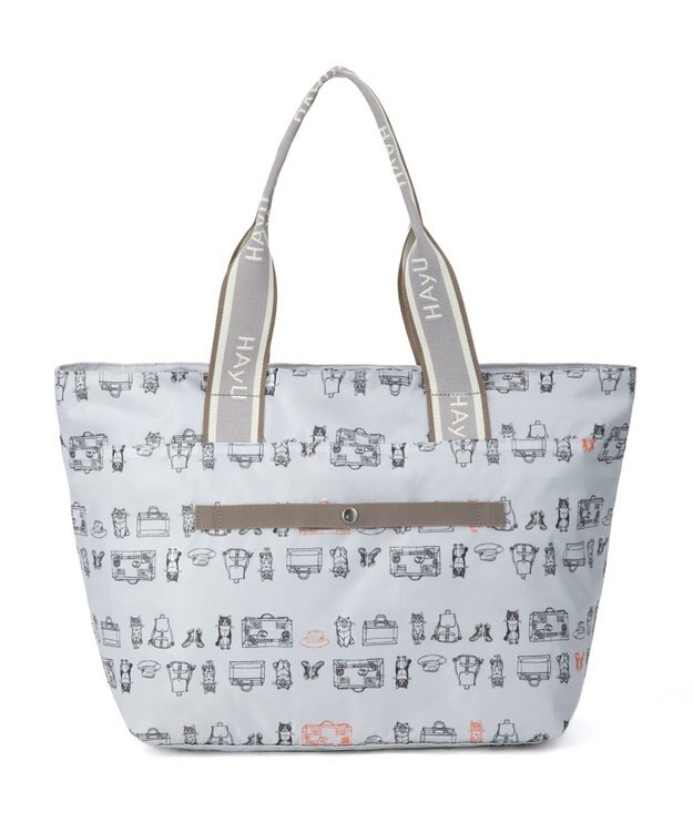 ACE BAGS & LUGGAGE 【雑誌掲載】 HAyU × ace.  フォールディング 折り畳みトートバッグ 猫柄 22L 17861 ライトベージュ柄