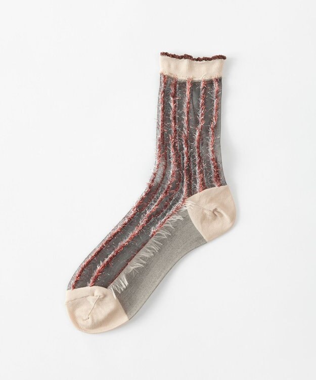 TRICOTE シースルーストライプラメソックス 75RED