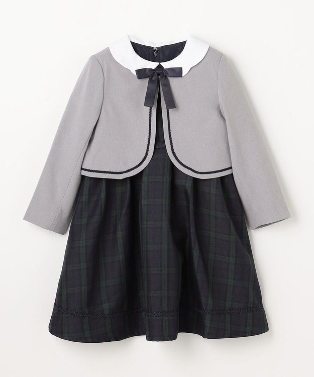 ANY KIDS 【2点セット】ノーカラー ボレロジャケット+襟付き ワンピース ブラックウォッチ