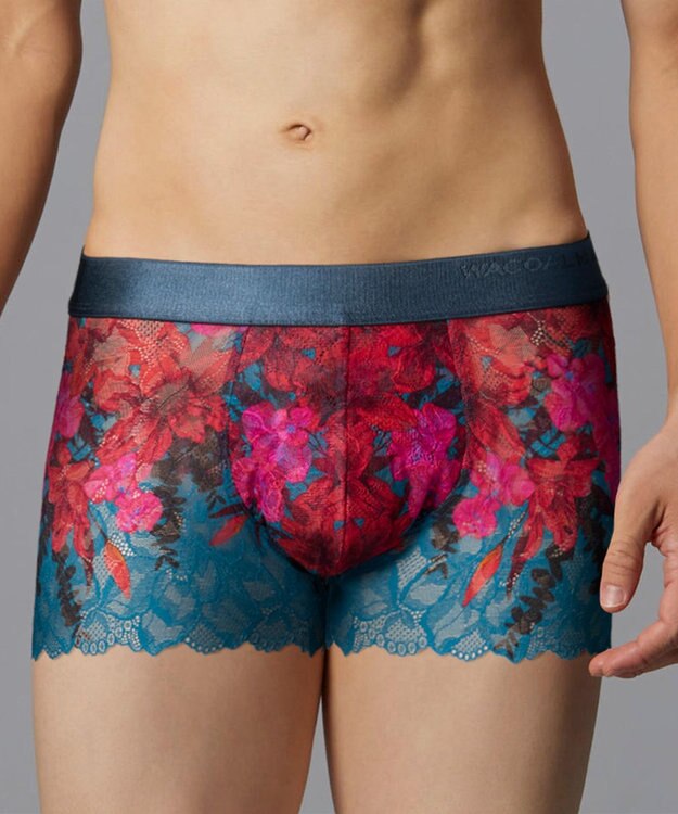 WACOAL MEN WACOAL MEN 【レースボクサー】 ボクサーパンツ フロント快適グラマラス 通気性 スカラ始末(裾部分) 前閉じ レース 下着 メンズ WT3826 /ワコールメン ブルーグリーン