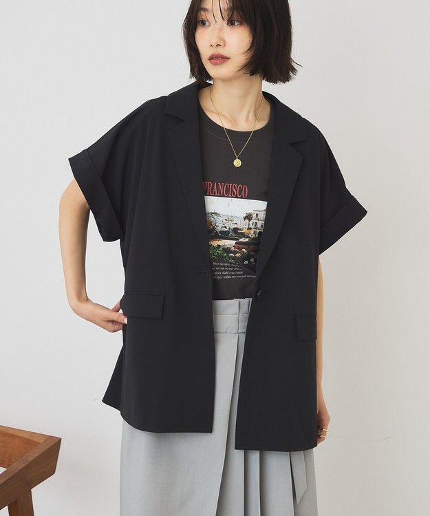 AMERICAN HOLIC 【マルチ機能】フレンチスリーブジャケット Black