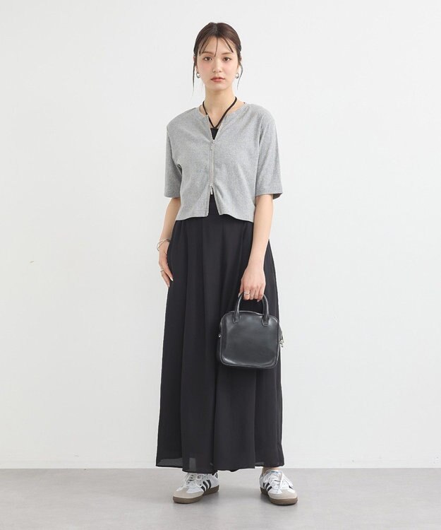 earth music&ecology カットリブＷジップカーディガン Gray Mixture