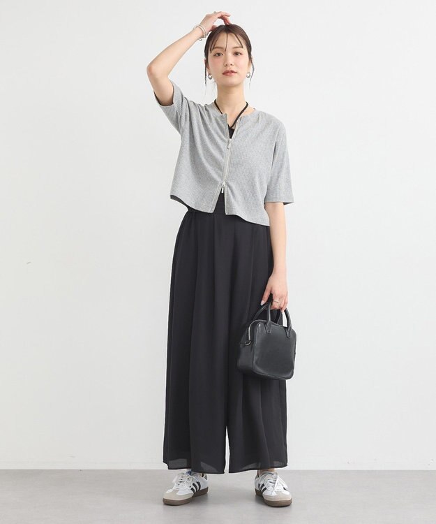 earth music&ecology カットリブＷジップカーディガン Gray Mixture