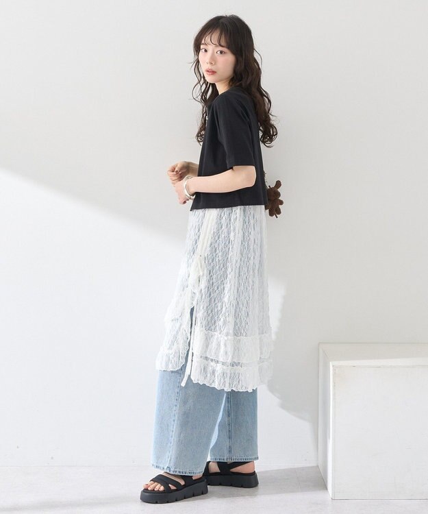 earth music&ecology カットリブＷジップカーディガン Black