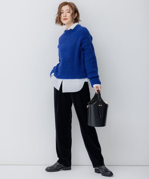 23区 【洗える】ベロアスムース ドロスト パンツ ブラック系