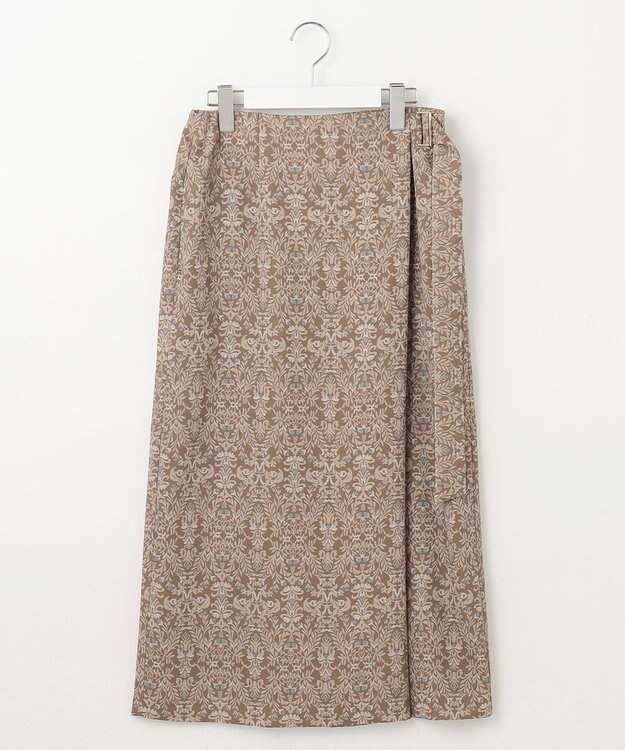 自由区 S 【洗える】ダマスクフローラルプリント スカート モカ