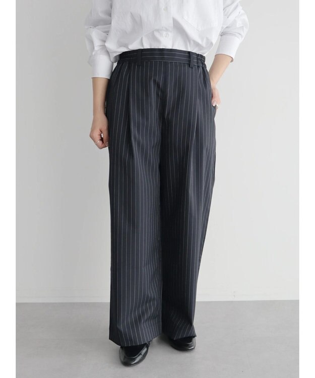 CRAFT STANDARD BOUTIQUE イージーケアピンストライプテーパードパンツ Stripe Navy