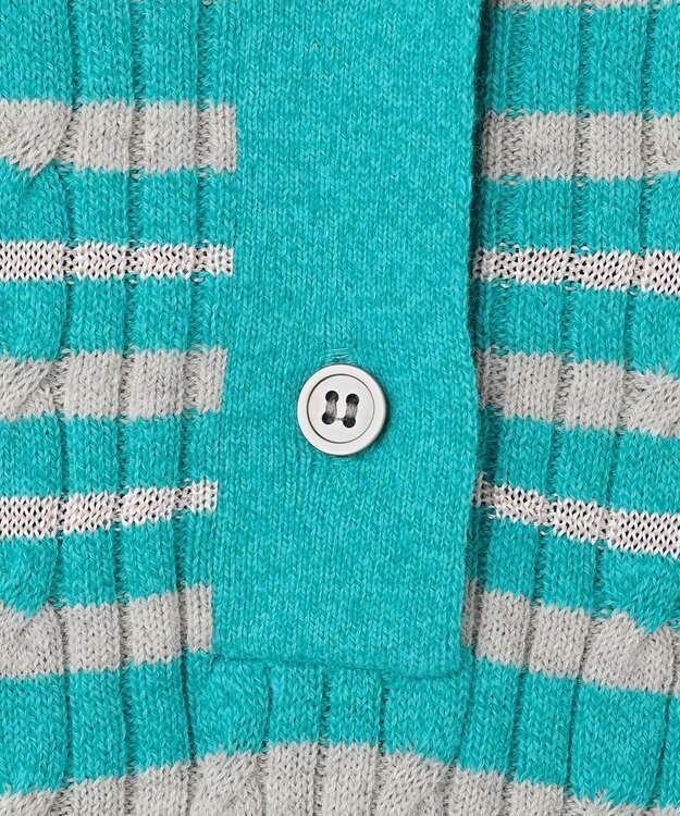 J.PRESS YORK STREET 【WOMEN】コットンボーダー ニットポロシャツ ライトグリーン系1