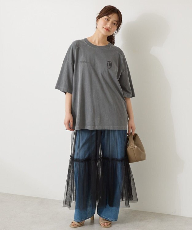 AMERICAN HOLIC 【WEB限定】ピグメント5分袖ロゴプルオーバー Charcoal Gray