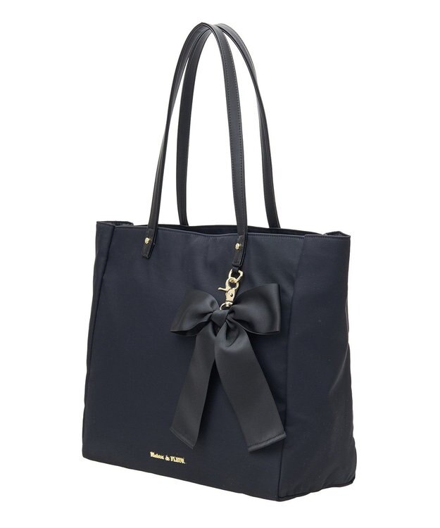 Maison de FLEUR リボンチャーム付き3ルームトートバッグ Black